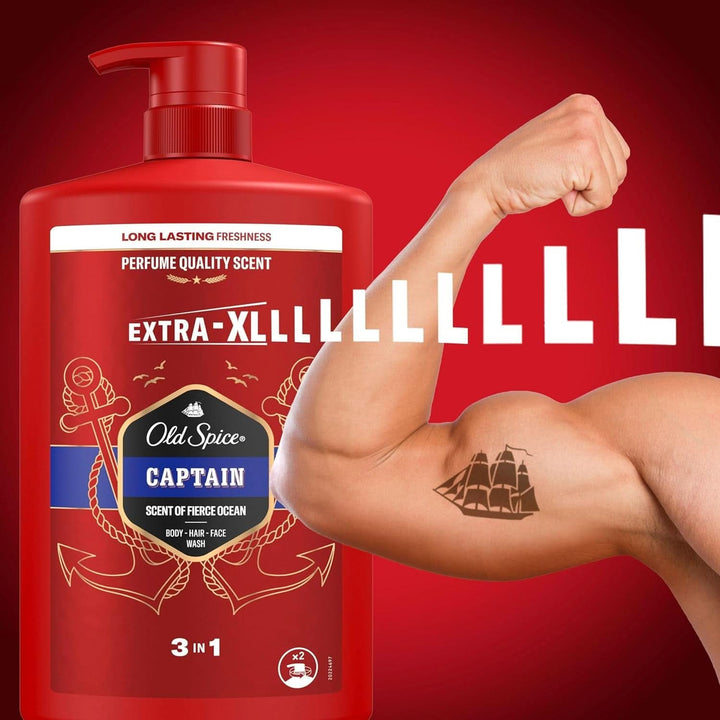 Old Spice Captain 3-In-1 Gel de duș și șampon pentru bărbați, 1 litru