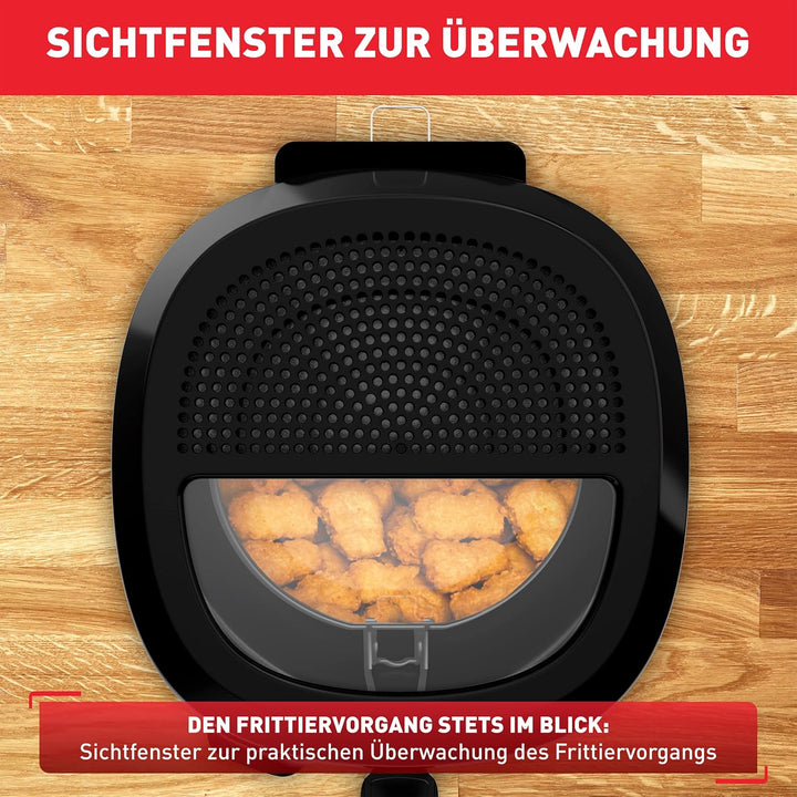 Tefal Uno M Fritteuse FF215D | 1470 Watt | Kapazität: 1 Kg | Einstellbares Thermostat | Sichtfenster | Abtropfposition | Edelstahl/Schwarz, Medium