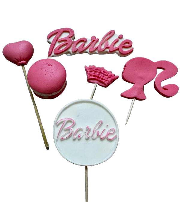 Lot de 6 décorations comestibles en sucre, Barbie