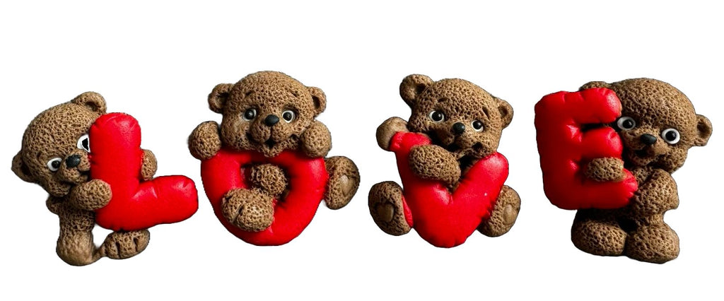 Set 4 decoratiuni comestibile din zahar, LOVE - Nati Shop