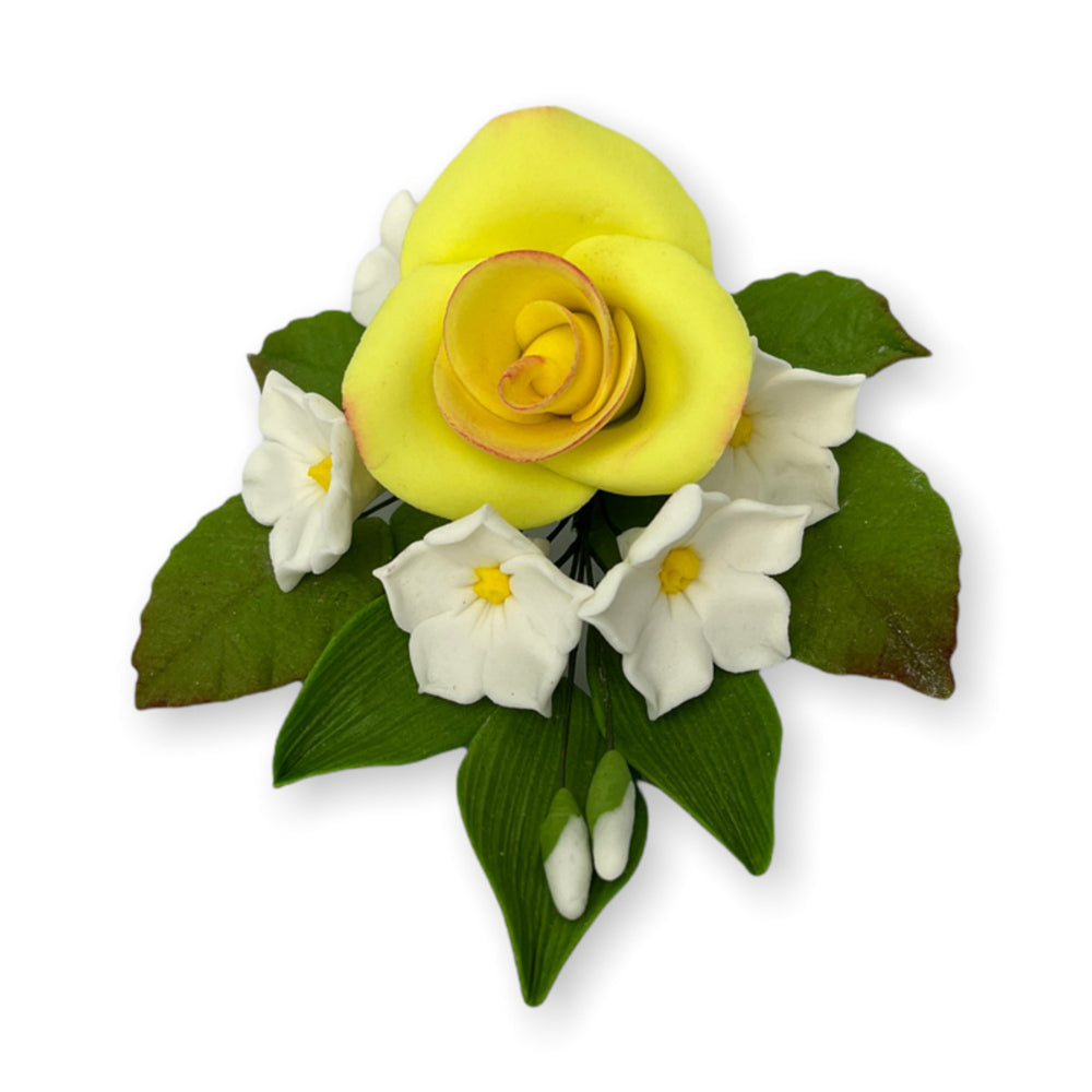 Decoratiune comestibila din zahar, Buchet trandafir galben - Nati Shop 